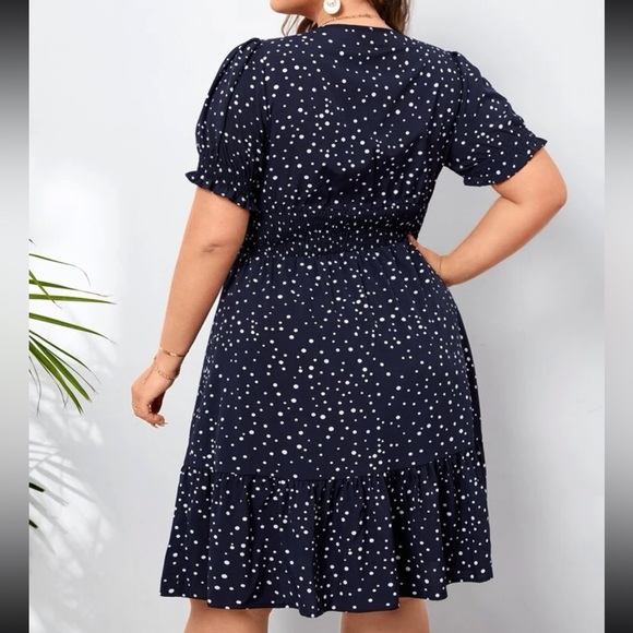 Boho polka dots puff sleeve A line dress - Picture 8 of 12